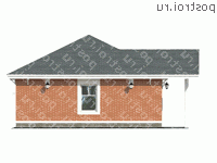 L-060-1P проект одноэтажного гаража из пеноблока размером 9 на 9 - вид сзади