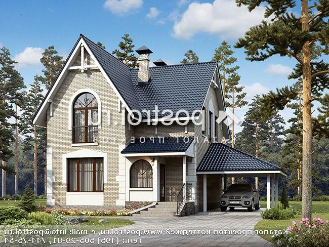 L-112-1P проект одноэтажного коттеджа из пенобетона с мансардой и гаражом размером 9 на 8 