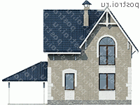 L-112-1P проект одноэтажного коттеджа из пенобетона с мансардой и гаражом размером 9 на 8  - вид сзади