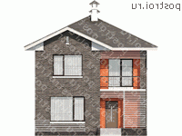 L-113-1P проект двухэтажного коттеджа из пенобетона размером 9 на 8  - вид спереди