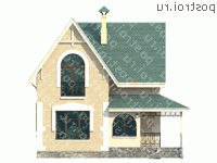 L-115-1P проект одноэтажного коттеджа из пенобетона с мансардой размером 9 на 8 - вид спереди L-115-1P проект одноэтажного коттеджа из пенобетона с мансардой размером 9 на 8 - вид спереди