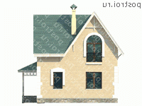 L-115-1P проект одноэтажного коттеджа из пенобетона с мансардой размером 9 на 8 - вид сзади L-115-1P проект одноэтажного коттеджа из пенобетона с мансардой размером 9 на 8 - вид сзади