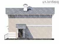L-128-1P проект двухэтажного коттеджа из газобетона размером 10 на 10  - вид слева