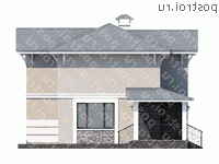 L-128-1P проект двухэтажного коттеджа из газобетона размером 10 на 10  - вид справа