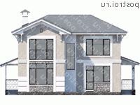 L-128-1P проект двухэтажного коттеджа из газобетона размером 10 на 10  - вид сзади