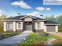 L-129-1P проект одноэтажного коттеджа из газобетона с гаражом размером 13 на 16 