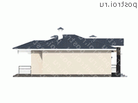 L-129-1P проект одноэтажного коттеджа из газобетона с гаражом размером 13 на 16  - вид справа
