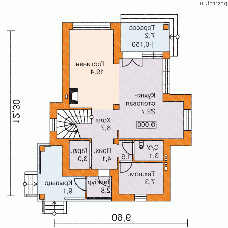 L-137-1K проект двухэтажного дома из кирпича размером 12 на 10 - 1-й этаж
