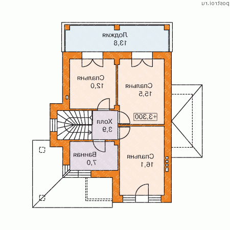 L-137-1K проект двухэтажного дома из кирпича размером 12 на 10 - 2-й этаж