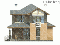 L-137-1K проект двухэтажного дома из кирпича размером 12 на 10 - вид спереди