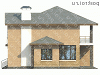 L-137-1K проект двухэтажного дома из кирпича размером 12 на 10 - вид слева