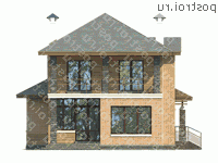 L-137-1K проект двухэтажного дома из кирпича размером 12 на 10 - вид сзади