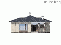 L-137-1P проект одноэтажного дома из газобетона размером 12 на 19  - вид спереди