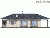 L-137-1P проект одноэтажного дома из газобетона размером 12 на 19  - вид слева