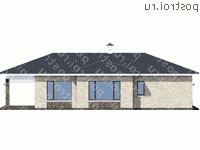 L-137-1P проект одноэтажного дома из газобетона размером 12 на 19  - вид справа