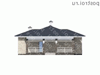 L-137-1P проект одноэтажного дома из газобетона размером 12 на 19  - вид сзади