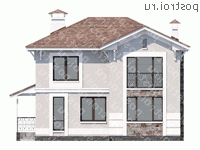 L-138-1P проект двухэтажного дома из газобетона размером 11 на 9  - вид сзади