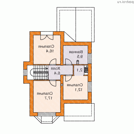 L-144-1P проект двухэтажного дома из газобетона размером 14 на 9 - 2-й этаж