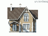 L-144-1P проект двухэтажного дома из газобетона размером 14 на 9 - вид сзади