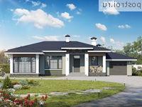 L-157-1P проект одноэтажного коттеджа из пеноблоков с гаражом размером 14 на 17