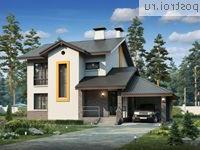 L-167-2P проект двухэтажного дома из пеноблоков с гаражом размером 14 на 17 