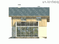 L-171-1P проект одноэтажного дома из пеноблоков с мансардой размером 10 на 12  - вид слева