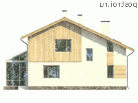 L-171-1P проект одноэтажного дома из пеноблоков с мансардой размером 10 на 12  - вид сзади