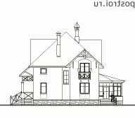 L-184-1K проект двухэтажного дома из кирпича размером 10 на 11 - вид слева