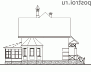 L-184-1K проект двухэтажного дома из кирпича размером 10 на 11 - вид справа