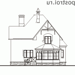L-184-1K проект двухэтажного дома из кирпича размером 10 на 11 - вид сзади