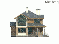 L-189-1P проект двухэтажного дома из пеноблоков размером 14 на 11 - вид спереди