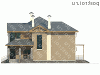 L-189-1P проект двухэтажного дома из пеноблоков размером 14 на 11 - вид слева