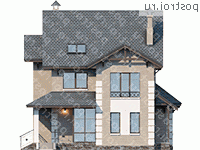 L-193-1P проект двухэтажного коттеджа из пенобетона с мансардой размером 13 на 10 - вид спереди L-193-1P проект двухэтажного коттеджа из пенобетона с мансардой размером 13 на 10 - вид спереди