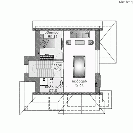L-193-1P проект двухэтажного коттеджа из пенобетона с мансардой размером 13 на 10 - мансарда L-193-1P проект двухэтажного коттеджа из пенобетона с мансардой размером 13 на 10 - мансарда