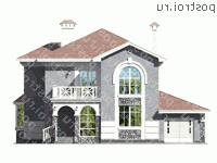 L-219-1P проект двухэтажного дома из пенобетона с гаражом размером 16 на 15  - вид спереди