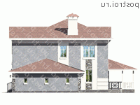 L-219-1P проект двухэтажного дома из пенобетона с гаражом размером 16 на 15  - вид слева