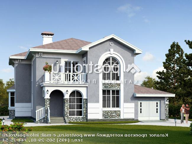 L-219-1P проект двухэтажного дома из пенобетона с гаражом размером 16 на 15 