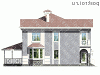 L-219-1P проект двухэтажного дома из пенобетона с гаражом размером 16 на 15  - вид справа