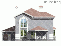 L-219-1P проект двухэтажного дома из пенобетона с гаражом размером 16 на 15  - вид сзади