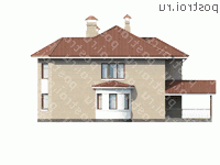 L-227-1P проект двухэтажного коттеджа из газобетона с гаражом размером 14 на 11  - вид слева