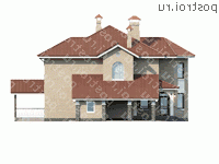 L-227-1P проект двухэтажного коттеджа из газобетона с гаражом размером 14 на 11  - вид справа