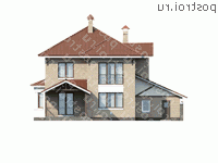 L-227-1P проект двухэтажного коттеджа из газобетона с гаражом размером 14 на 11  - вид сзади