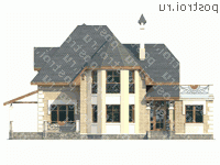 L-230-1P проект двухэтажного коттеджа из газобетона размером 12 на 16  - вид спереди