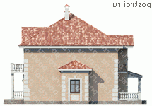 L-233-1K проект двухэтажного дома из кирпича размером 16 на 14  - вид слева