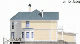 L-290-1P проект двухэтажного дома из пеноблоков с гаражом размером 19 на 16 - вид справа