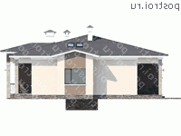 L-291-1P проект двухэтажного дома из пеноблоков с цоколем и мансардой размером 15 на 16  - вид слева