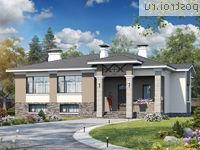 L-291-1P проект двухэтажного дома из пеноблоков с цоколем и мансардой размером 15 на 16 