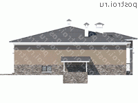 L-291-1P проект двухэтажного дома из пеноблоков с цоколем и мансардой размером 15 на 16  - вид справа