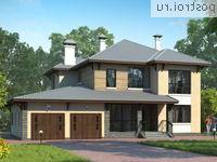 L-296-1K проект двухэтажного дома из кирпича с гаражом размером 17 на 18