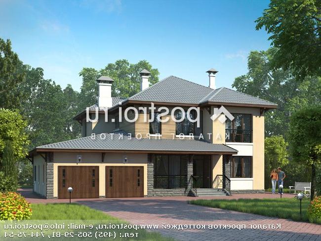 L-296-1K проект двухэтажного дома из кирпича с гаражом размером 17 на 18